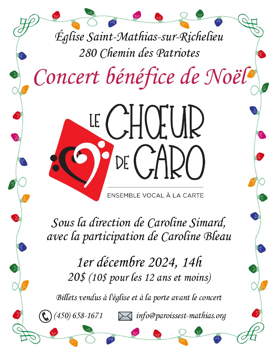 Concert de Noël Dimanche 1er décembre 14h